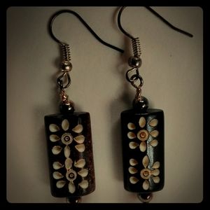 Floral and brown daisy fashion  dangle earrings